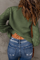 Green Bishop Sleeve Button V Neck Cardigan Sweater Cardigans JT's Designer Fashion