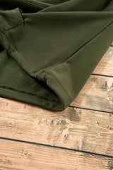 Moss Green Fleece Lined Half Zipper Kangaroo Pockets Loose Hoodie Sweatshirts & Hoodies JT's Designer Fashion