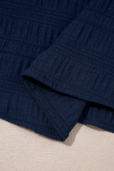 Dirty blue Textured Square Neck Top and Shirred High Waist Shorts Set Short Sets JT's Designer Fashion