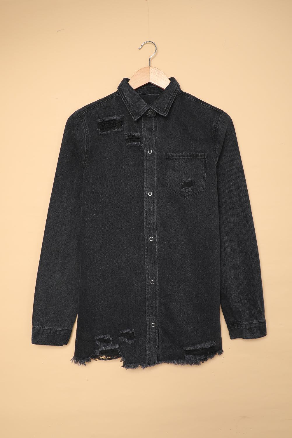 Black Ripped Denim Jacket Denim Jackets JT's Designer Fashion