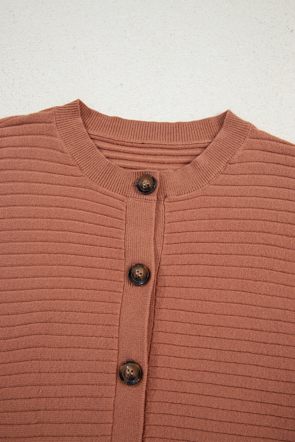 Apricot Pink Wide Rib Knit Button Front Dolman Sleeve Sweater Cardigan Cardigans JT's Designer Fashion