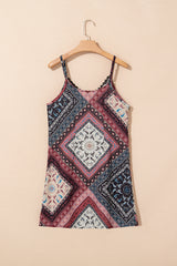 Red Geometric Paisley Print Sleeveless Shift Mini Dress Mini Dresses JT's Designer Fashion