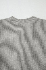 Philippine Gray Ribbed Knit Bow Front Buttoned Cardigan Cardigans JT's Designer Fashion