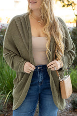 Seagrass Waffle Knit Drop Shoulder Open Front Pocketed Plus Size Cardigan Plus Size Sweaters & Cardigans JT's Designer Fashion