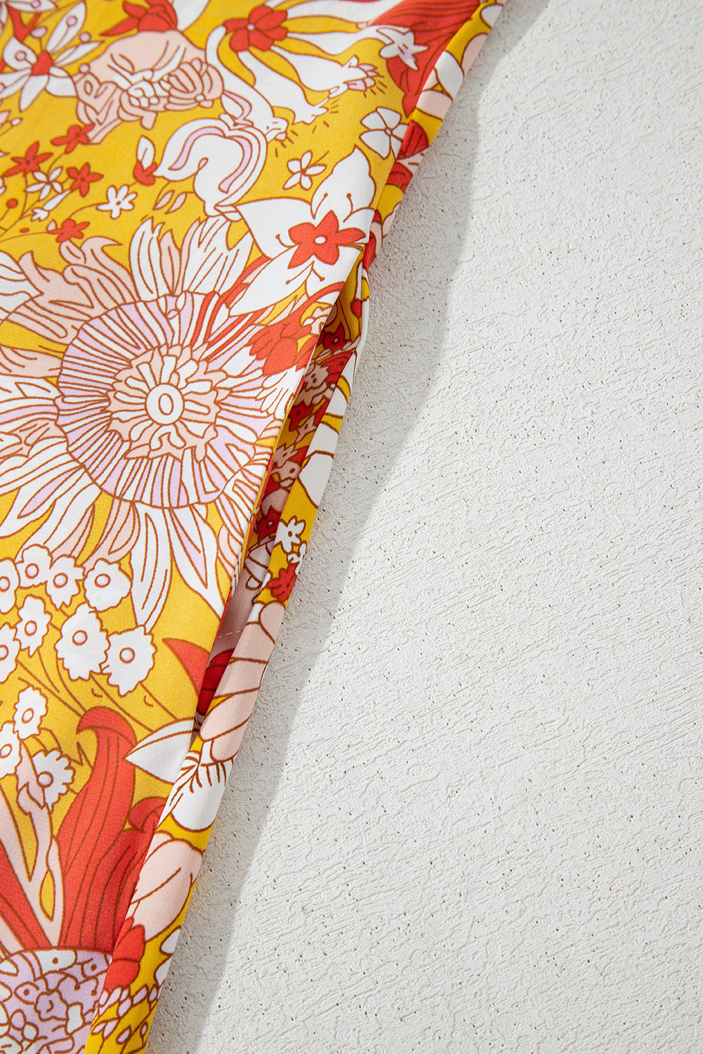 Orange Floral V Neck Wide Leg Sleeveless Jumpsuit Jumpsuits & Rompers JT's Designer Fashion