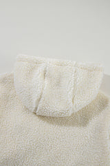 Beige Fleece Zip Up Drawstring Hooded Pocketed Jacket Jackets JT's Designer Fashion