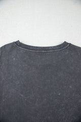 Dark Grey Kindness Butterflies Graphic Mineral Wash Loose Tee Graphic Tees JT's Designer Fashion