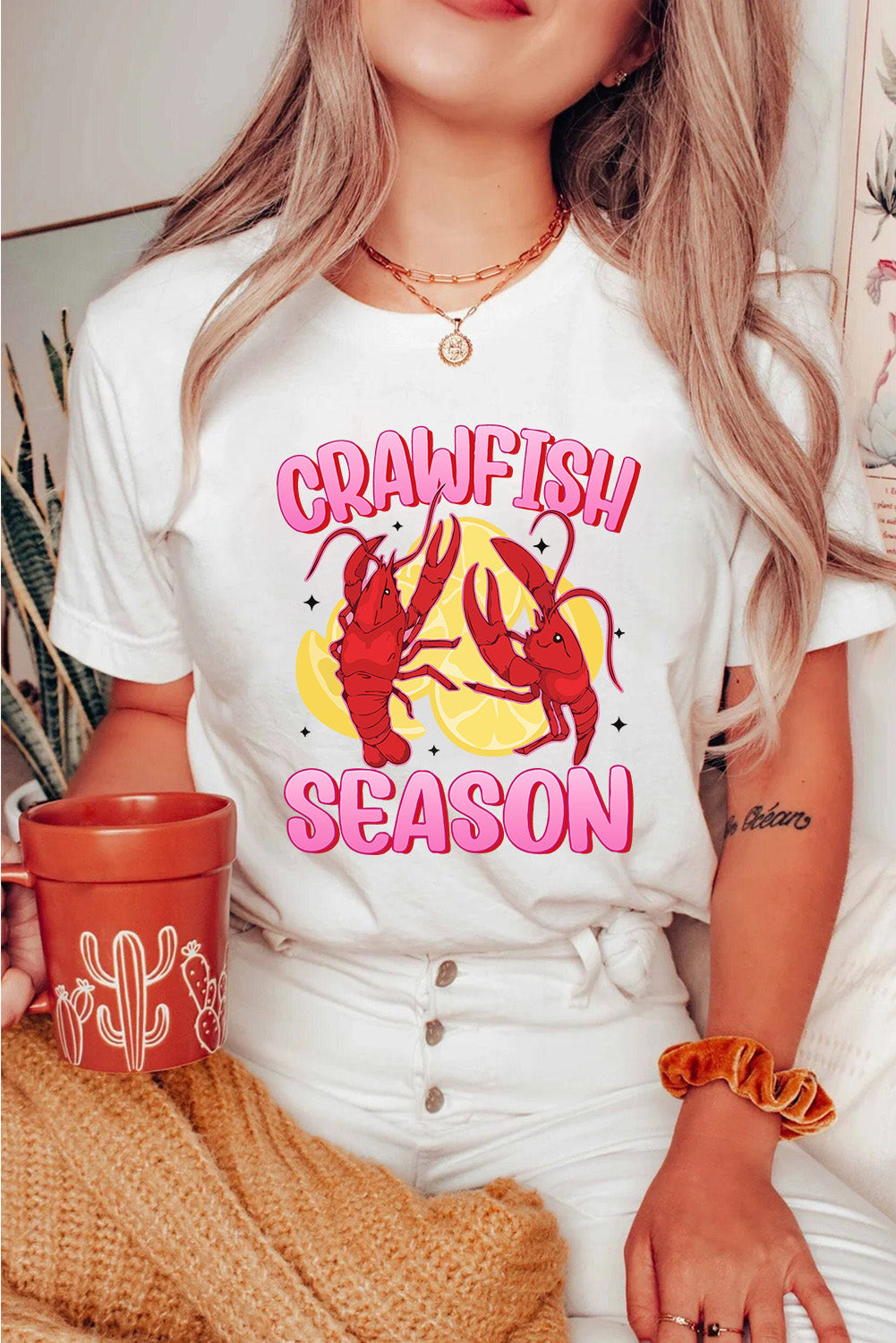 White CRAWFISH SEASON Lemon Spice Graphic Tee Graphic Tees JT's Designer Fashion