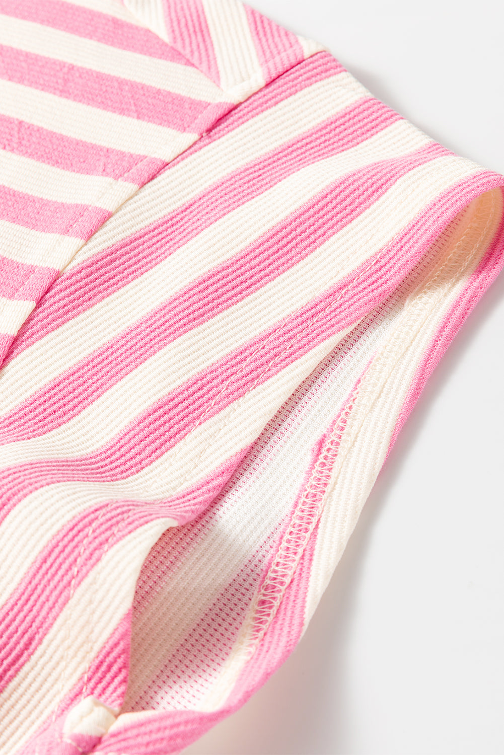Rose Stripe Crew Neck T Shirt and Drawstring Shorts Set Short Sets JT's Designer Fashion
