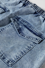 Ashleigh Blue Acid Wash Exposed Seam Drawstring Elastic Waistband Jeans Jeans JT's Designer Fashion