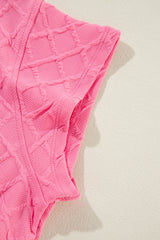 Sachet Pink Checkered Textured Tee and Drawstring Shorts Short Sets JT's Designer Fashion