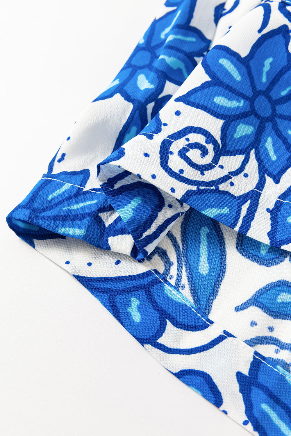 Blue Floral Print Pocketed Front Knot High Waist Casual Shorts Casual Shorts JT's Designer Fashion