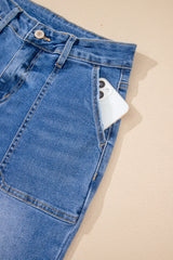 Sky Blue Cropped High Rise Wide Leg Jeans Jeans JT's Designer Fashion