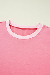 Peach Blossom Two Tones Patchwork Half Sleeve Plus Size T Shirt Plus Size Tops & Tees JT's Designer Fashion