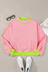 Pink Colorblock Bubble Sleeve Sweatshirt Sweatshirts & Hoodies JT's Designer Fashion