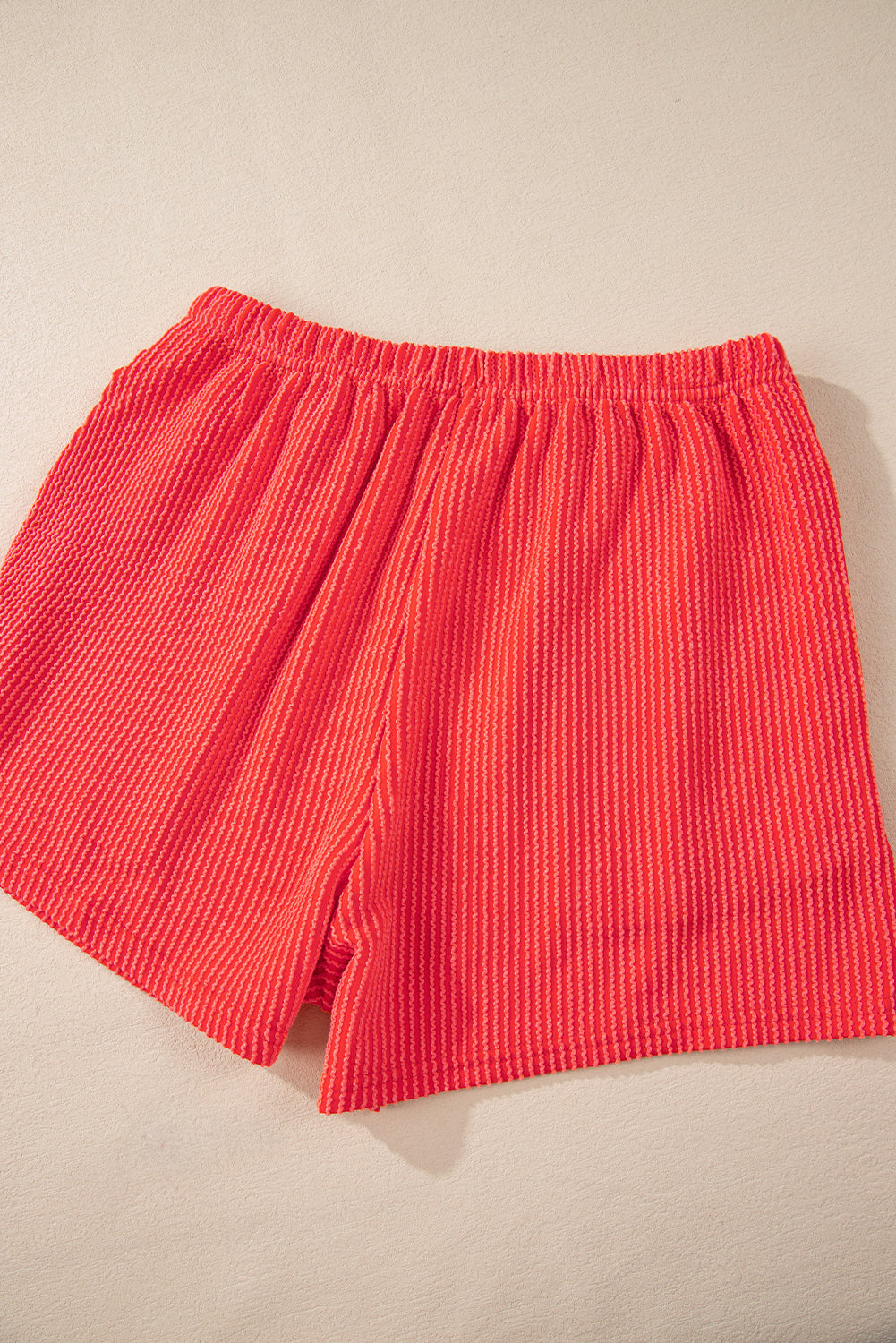 Casual Corded Knit Long Sleeve Top and High Waist Shorts Set Short Sets JT's Designer Fashion