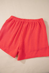 Casual Corded Knit Long Sleeve Top and High Waist Shorts Set Short Sets JT's Designer Fashion