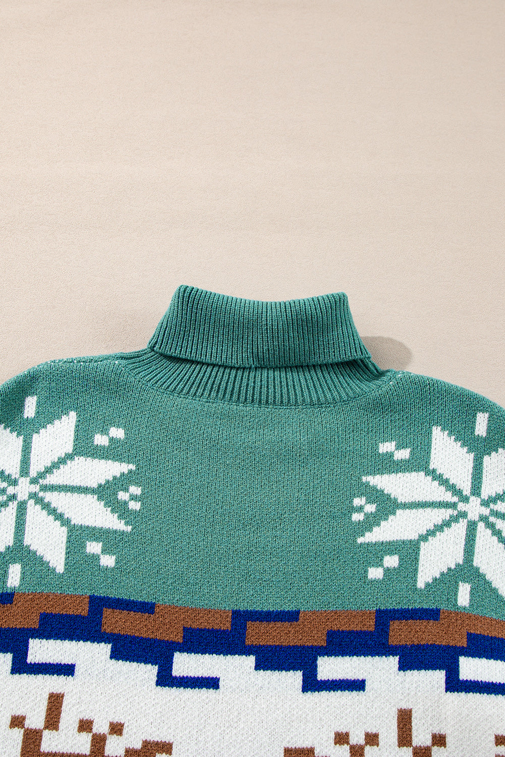 Canton Christmas Reindeer Snowflake Colorblock Turtleneck Sweater Sweaters JT's Designer Fashion