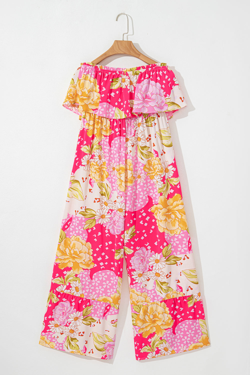 Multicolour Floral Print Ruffled High Waist Tube Top Loose Jumpsuit Jumpsuits & Rompers JT's Designer Fashion