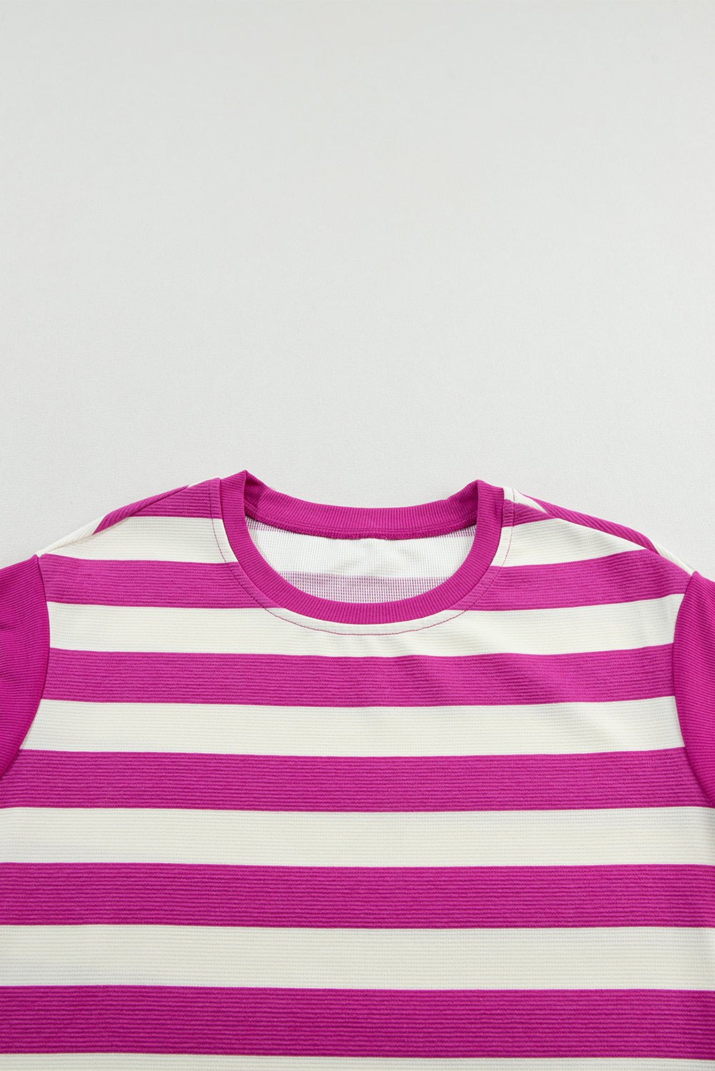 Rose Stripe Cap Sleeve Pocketed Shift T-shirt Dress T Shirt Dresses JT's Designer Fashion