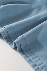 Beau Blue Washed Chambray Drawstring Elastic Waist Plus Size Shorts Plus Size Bottoms JT's Designer Fashion