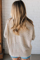 Jet Stream Mix Pattern Hollowed Knit Open Front Cardigan Sweaters JT's Designer Fashion