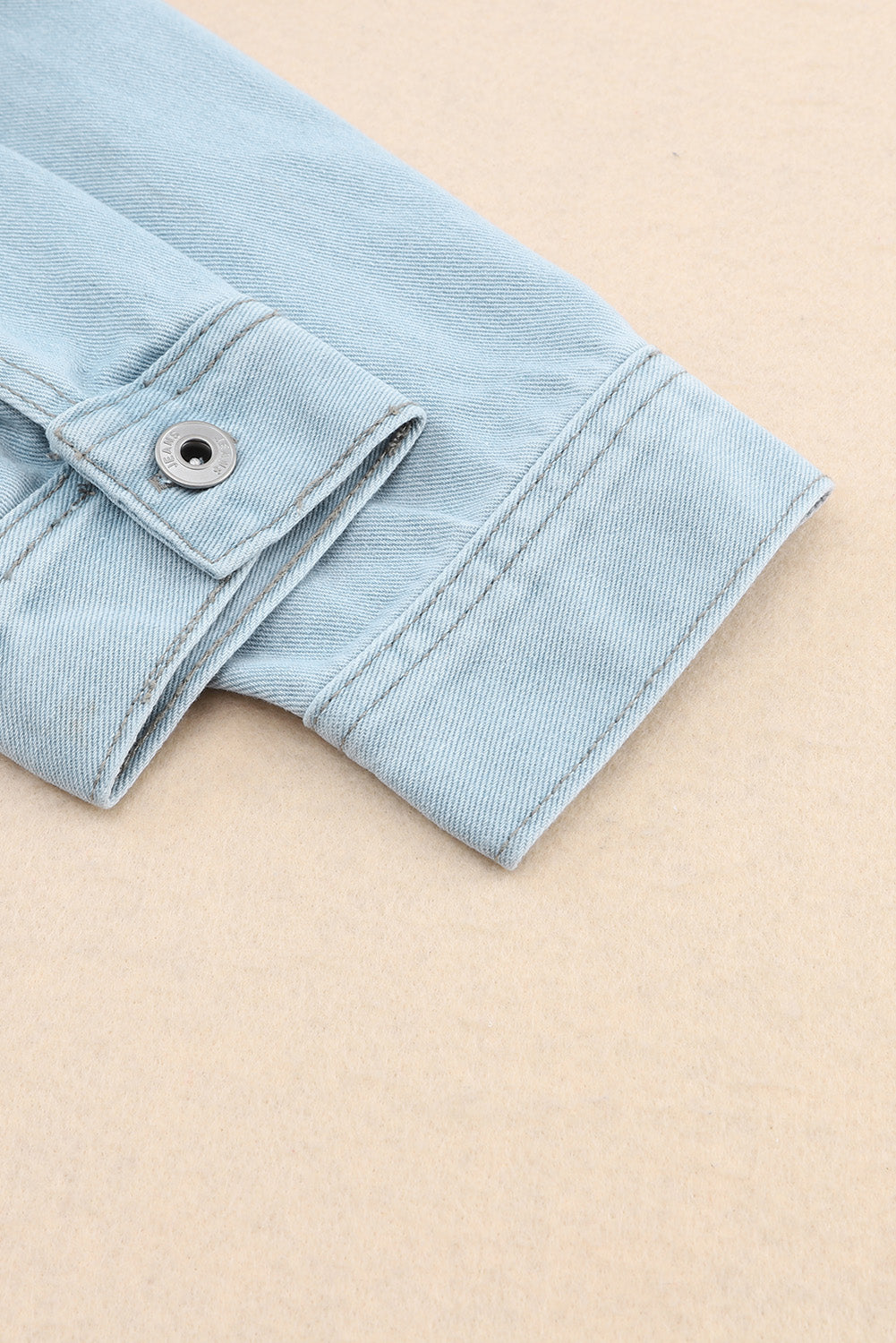 Sky Blue Flap Pocket Buttoned Raw Hem Denim Jacket Denim Jackets JT's Designer Fashion