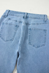 Myosotis Acid Washed High Rise Cropped Wide Leg Jeans Jeans JT's Designer Fashion