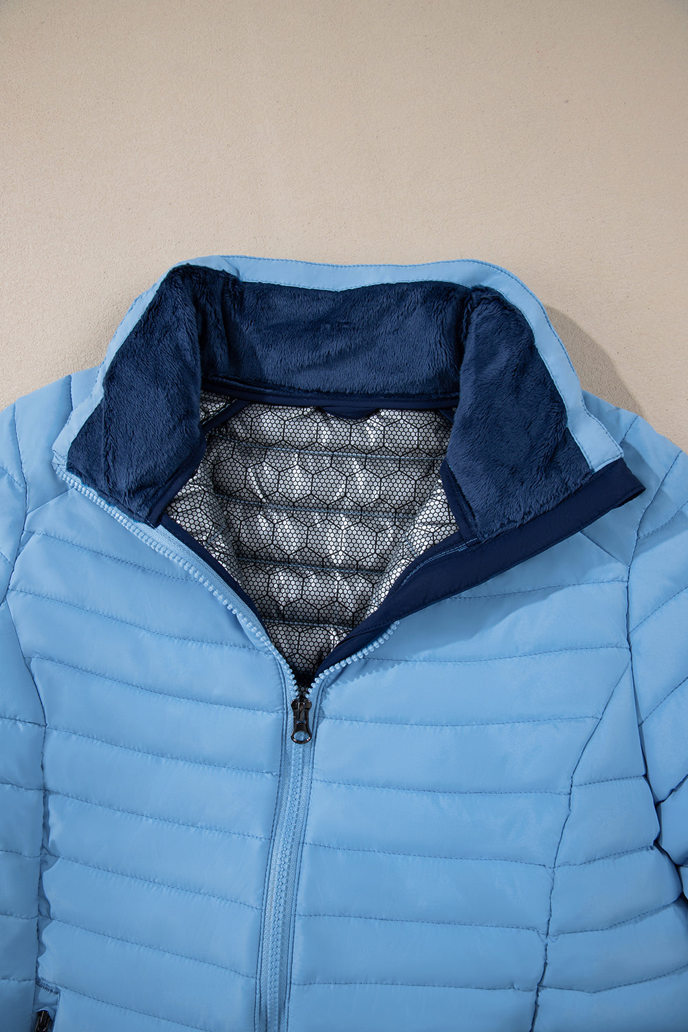 Myosotis Solid Color Quilted Zip-up Puffer Jacket Jackets JT's Designer Fashion