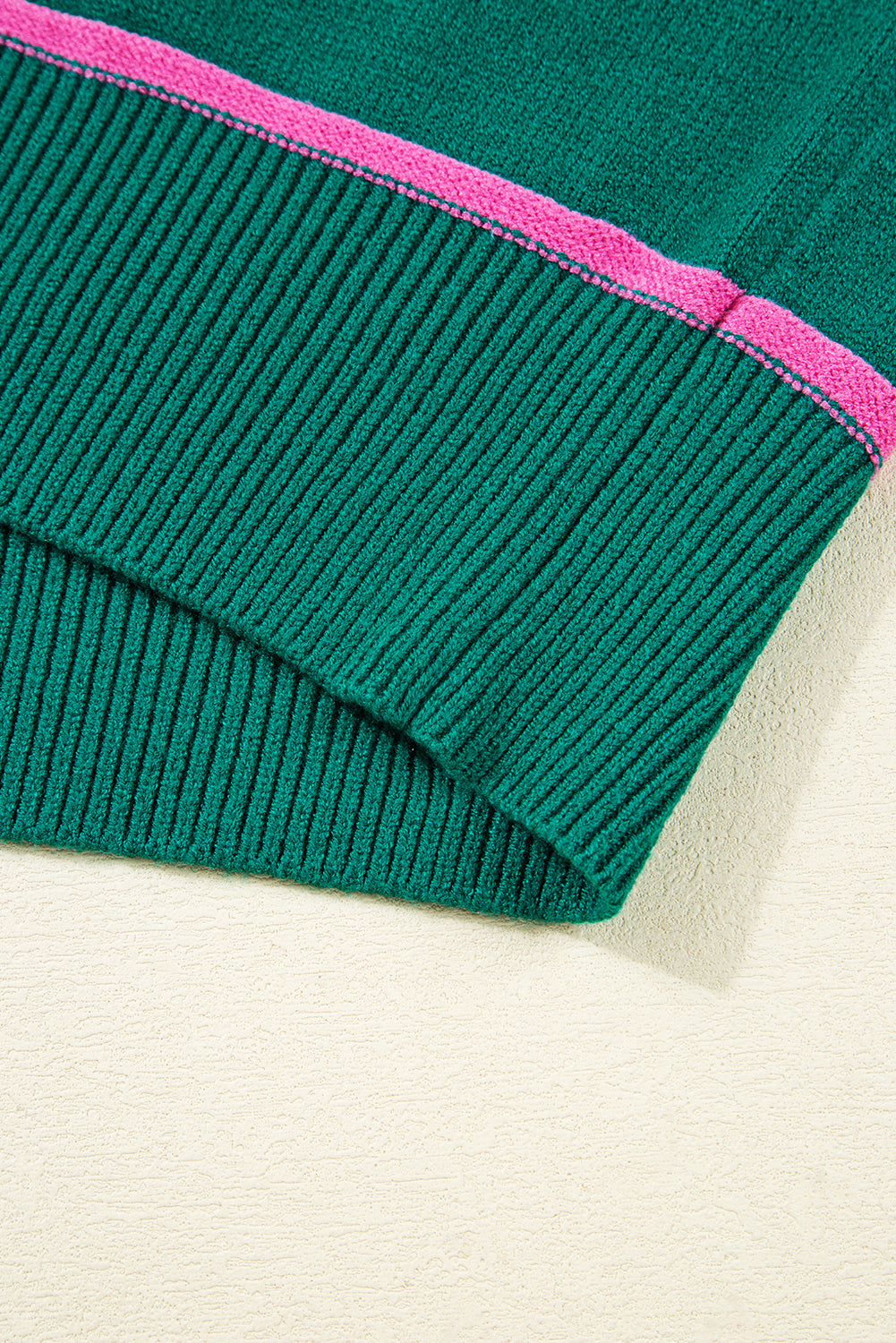 Green Stripe Half Buttons Drop Shoulder Oversized Sweater Sweaters JT's Designer Fashion