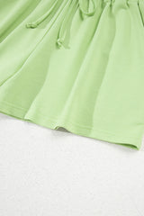 Meadow Mist Green Solid Loose V Neck Half Sleeve Tee and Shorts Short Sets JT's Designer Fashion