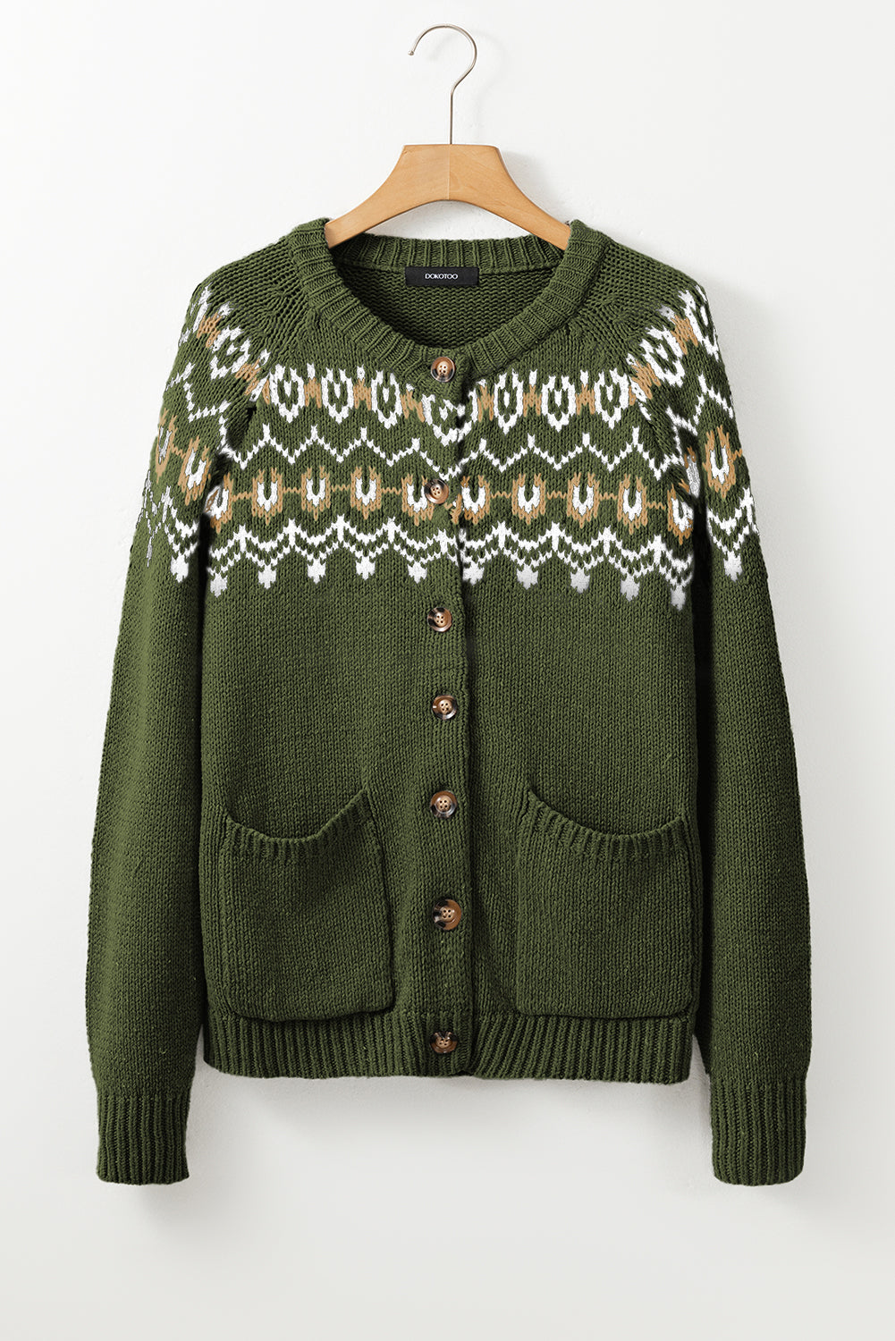 Moss Green Western Fashion Abstract Printed Cardigan Sweater Cardigans JT's Designer Fashion
