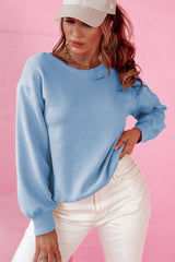 Sky Blue Bowknot Dewback Round Neck Sweatshirt Sweatshirts & Hoodies JT's Designer Fashion