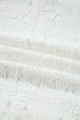 White Lace Crochet Round Neck Puff Sleeve Shift Mini Dress Mini Dresses JT's Designer Fashion