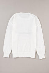 White XOXO Glitter Print Round Neck Casual Sweater Sweaters JT's Designer Fashion