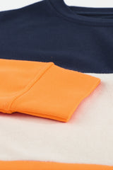 Colorblock Orange Contrast Stitching Sweatshirt with Slits Sweatshirts & Hoodies JT's Designer Fashion