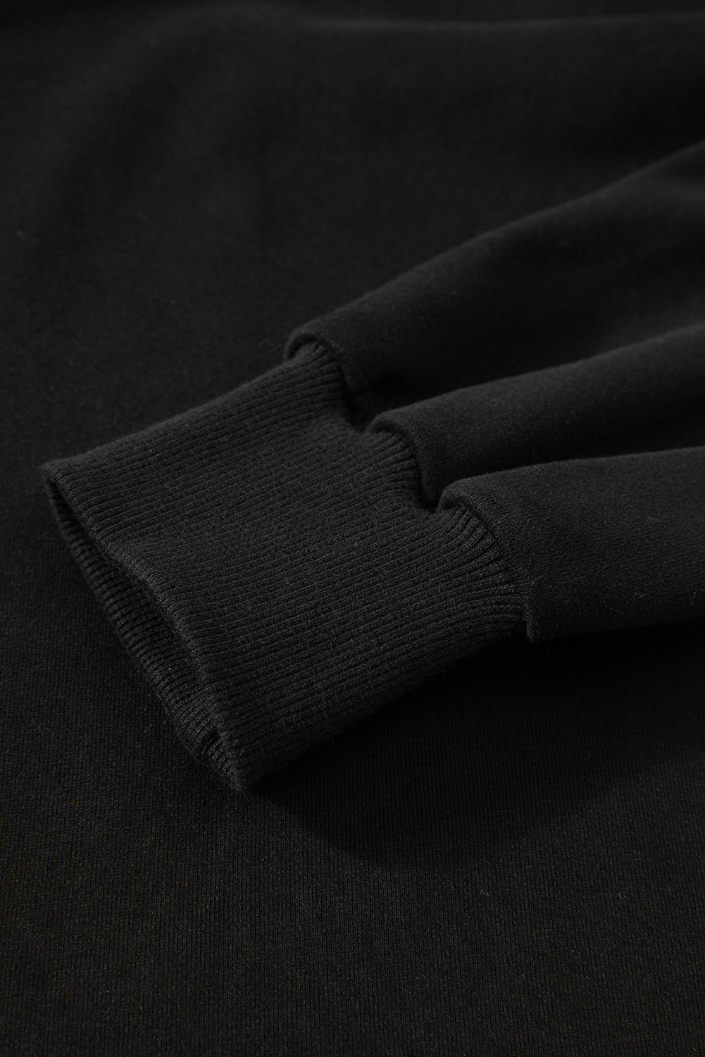 Black Solid O Neck High Low Hem Pullover Sweatshirt Sweatshirts & Hoodies JT's Designer Fashion
