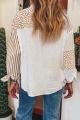 Khaki Leopard Striped Western Casual Shirt Blouses & Shirts JT's Designer Fashion