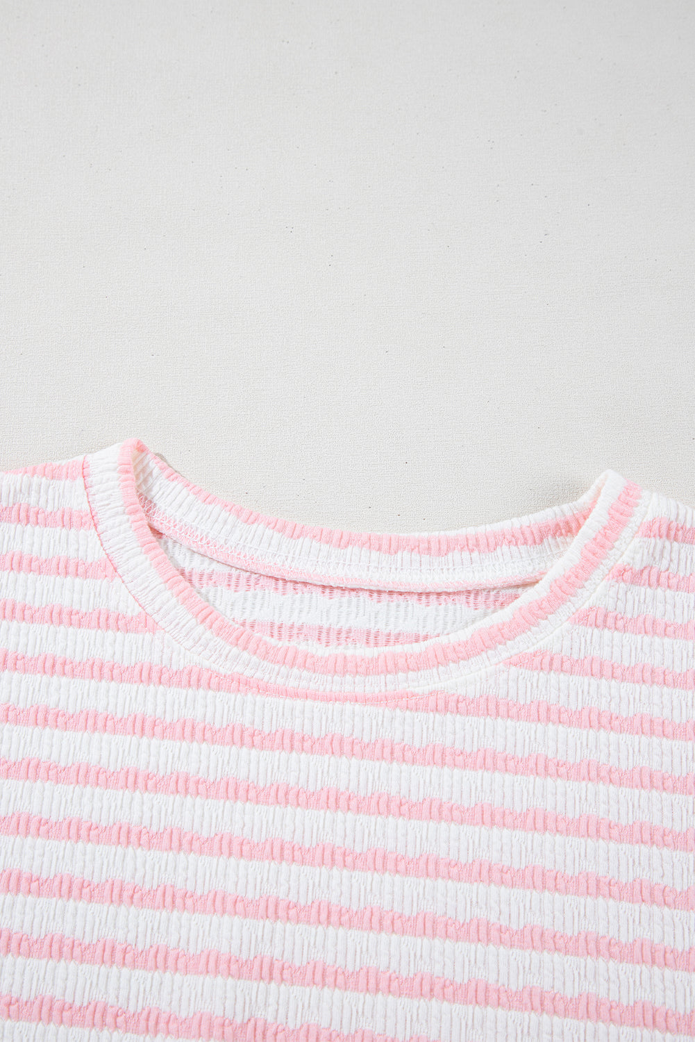 Pink Stripe Knitted Short Sleeve Top and Drawstring Shorts Set Short Sets JT's Designer Fashion