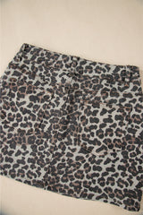 Khaki Leopard Denim Mini Skirt Skirts & Petticoat JT's Designer Fashion