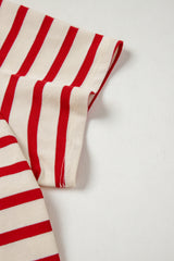 Red Stripe Lace-up Front Top and High Waist Shorts Set Short Sets JT's Designer Fashion