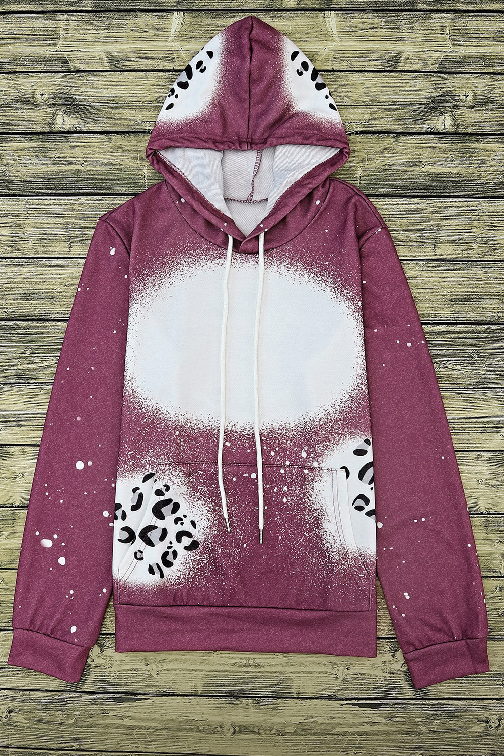 Leopard Tie Dye Print Kangaroo Pocket Pullover Hoodie Sweatshirts & Hoodies JT's Designer Fashion