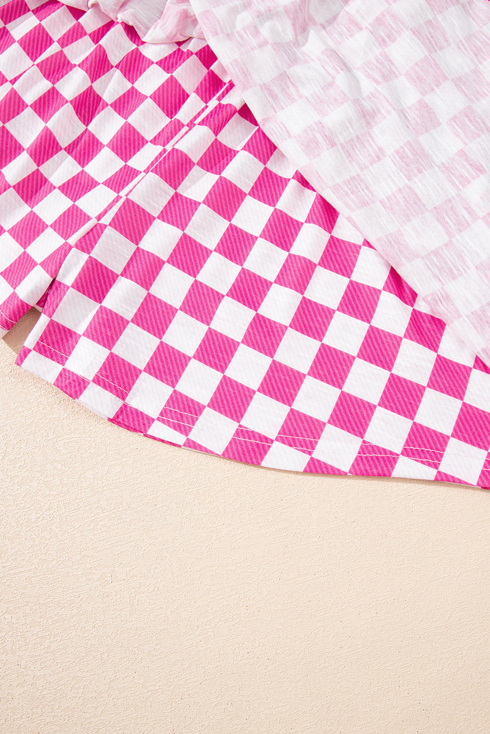 Pink Checkerboard T Shirt and High Waist Skorts 2 Piece Outfit Short Sets JT's Designer Fashion