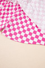 Pink Checkerboard T Shirt and High Waist Skorts 2 Piece Outfit Short Sets JT's Designer Fashion