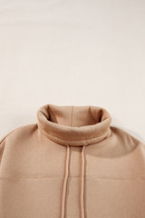 Light French Beige Drawstring Turtleneck Dolman Sleeve Sweatshirt Sweatshirts & Hoodies JT's Designer Fashion