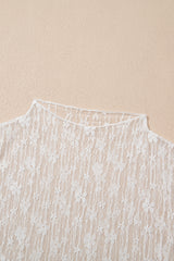 White Sheer Floral Lace Long Sleeve Slim Fit Top Long Sleeve Tops JT's Designer Fashion
