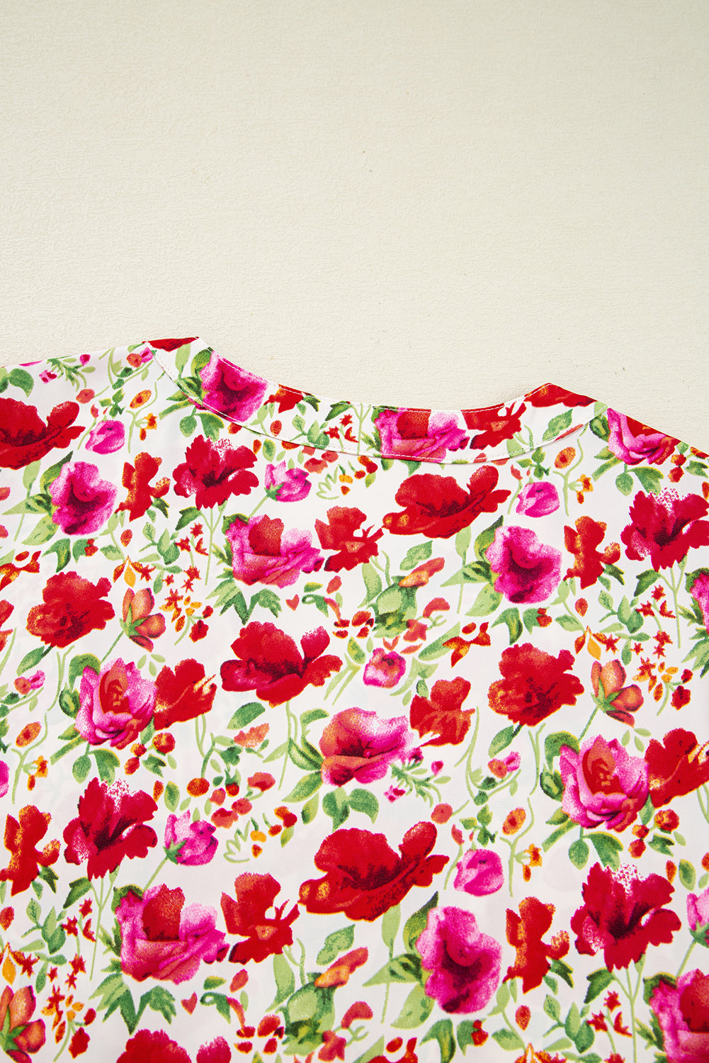 Red Floral Puff Sleeve Tiered Ric Rac Pocketed Mini Dress Floral Dresses JT's Designer Fashion