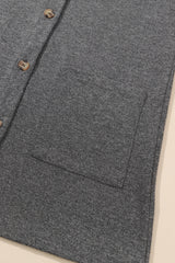 Gray Heather Knit Pocketed Button Front Cardigan Sweaters & Cardigans JT's Designer Fashion