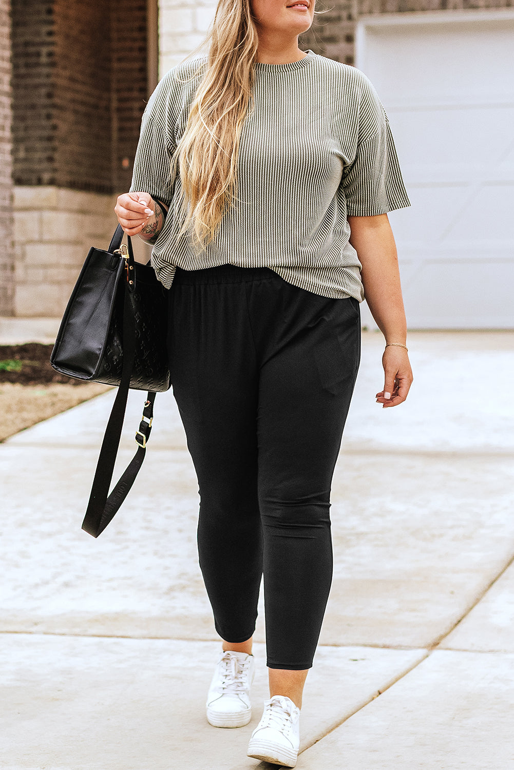 Black Plus Size Frill High Waist Pocketed Soft Pants Plus Size Bottoms JT's Designer Fashion