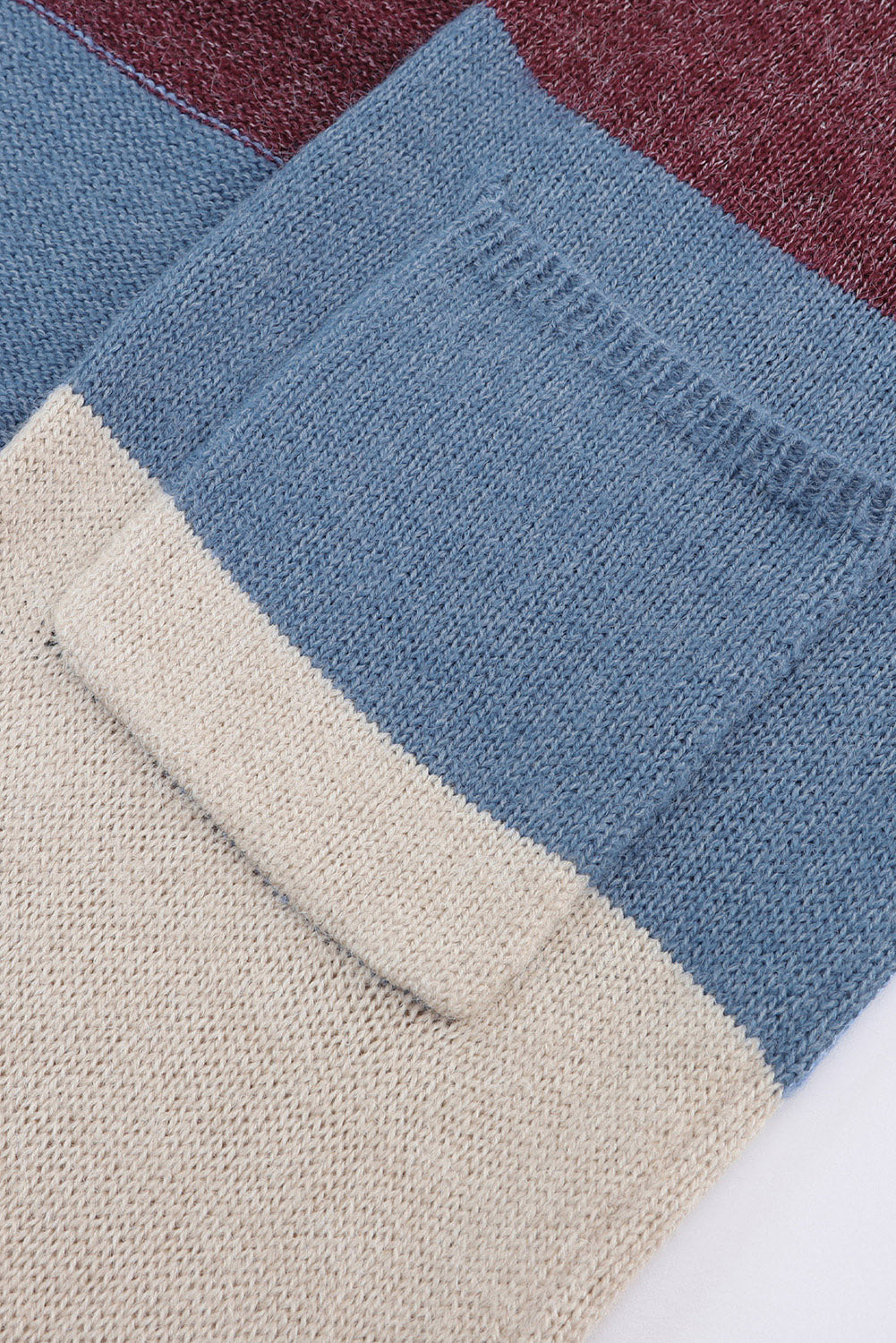 Multicolor Colorblock Open Front Long Knit Cardigan Sweaters & Cardigans JT's Designer Fashion